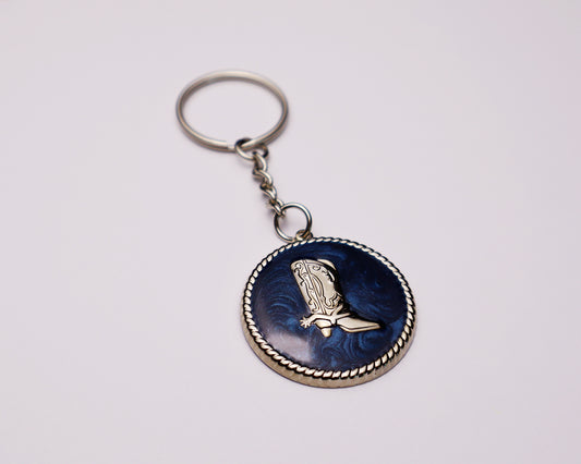 Cowboy Boots Teal Vintage Keychain