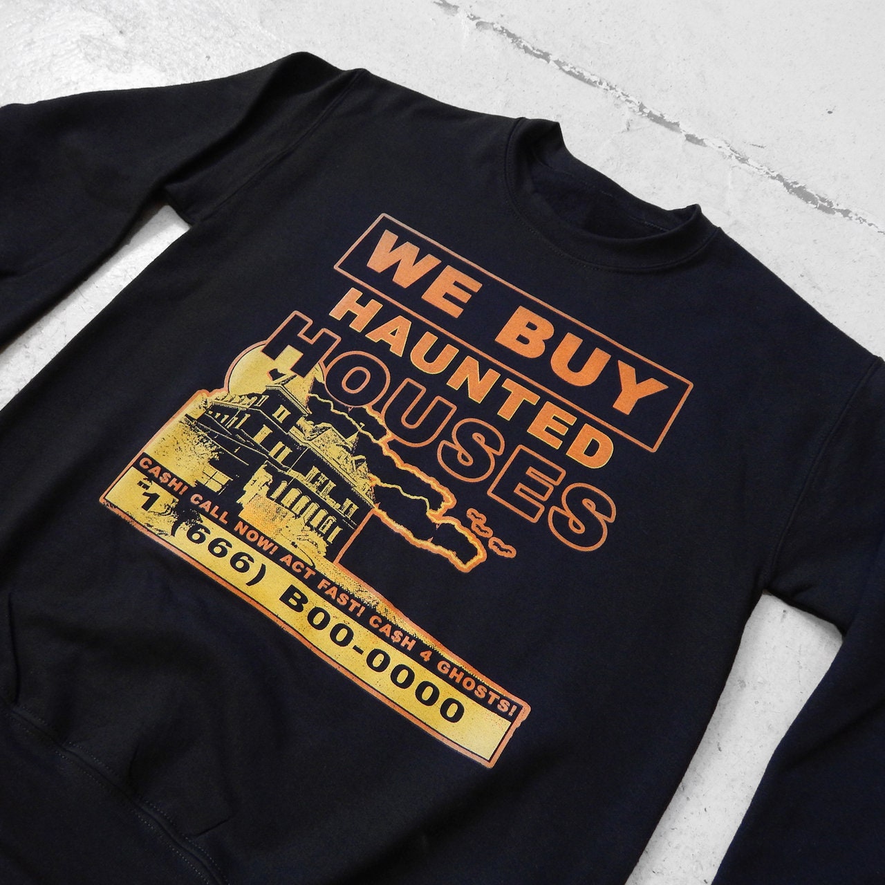 Haunted House Crewneck Sweatshirt Black