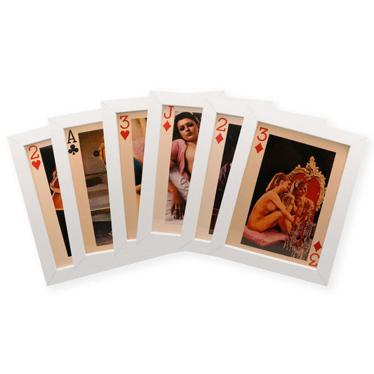 Jumbo Risqué Framed Vintage Playing Cards