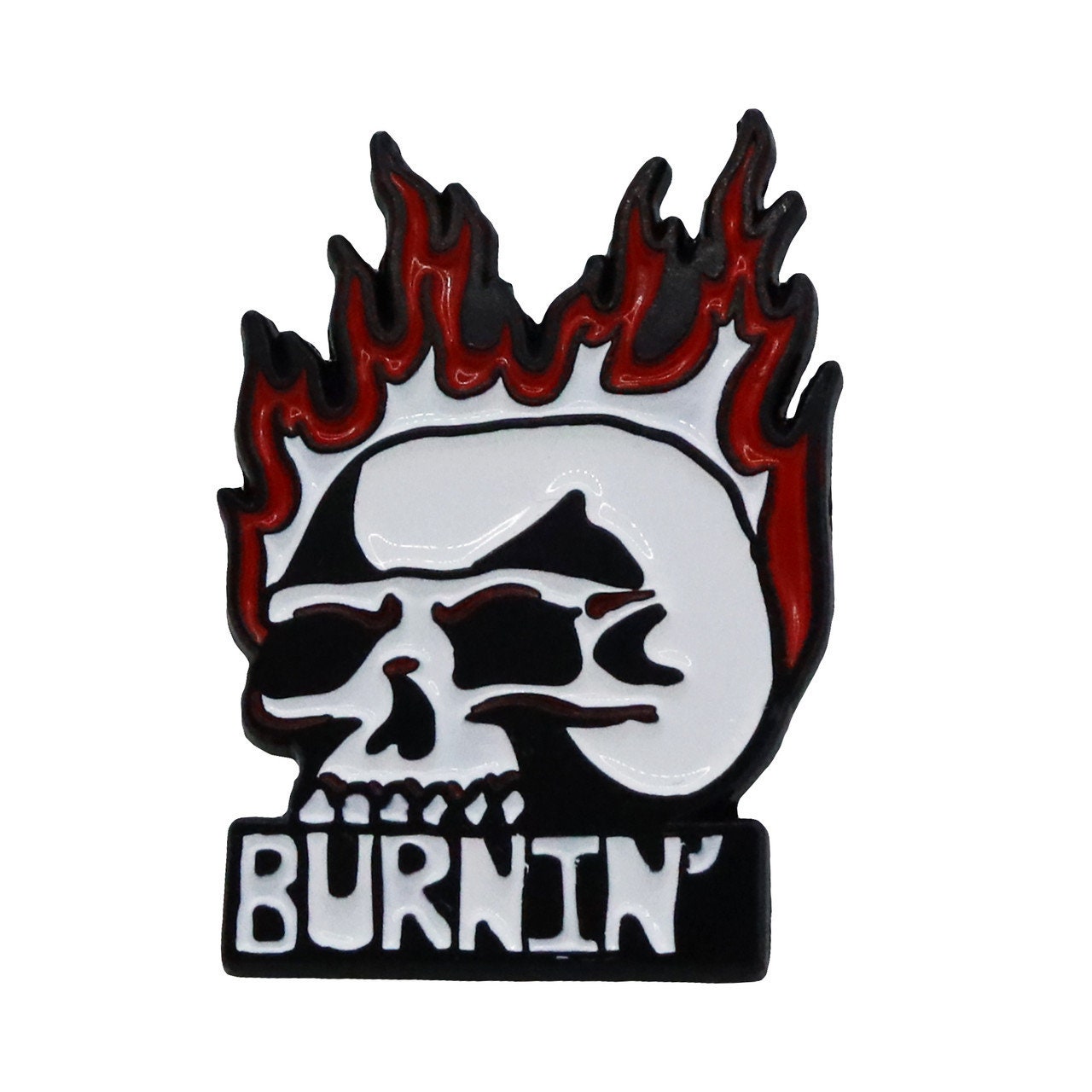 Burnin Skull Pin By Crookshanks