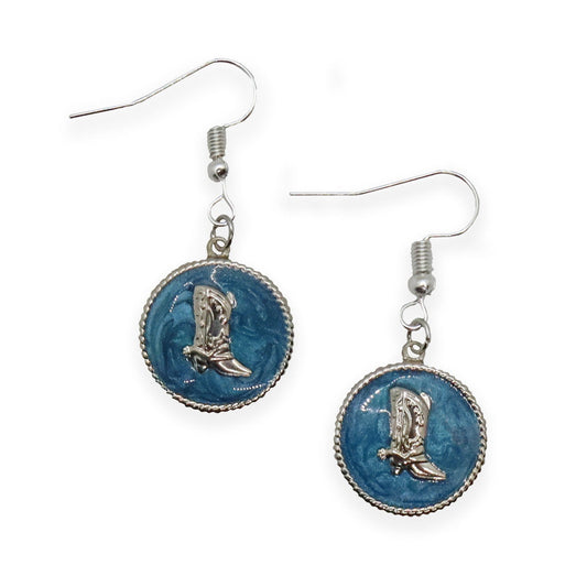 Vintage Teal Cowboy Boot Earrings