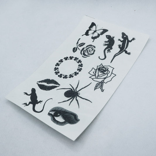 Graphic Silhouette 90's Vintage Temporary Tattoo Sheet