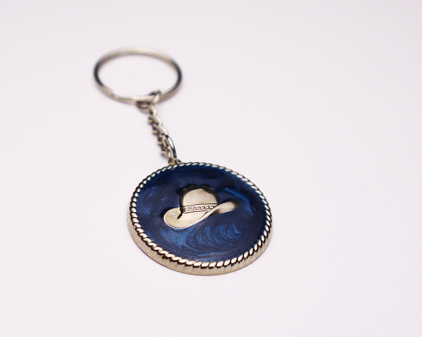 Cowboy Hat Teal Vintage Keychain