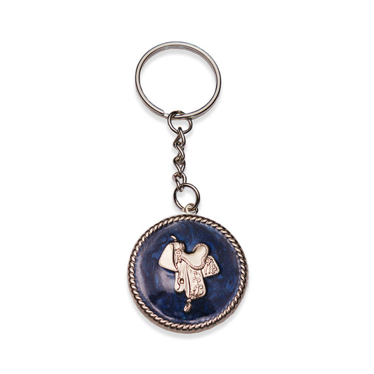 Cowboy Saddle Teal Vintage Keychain