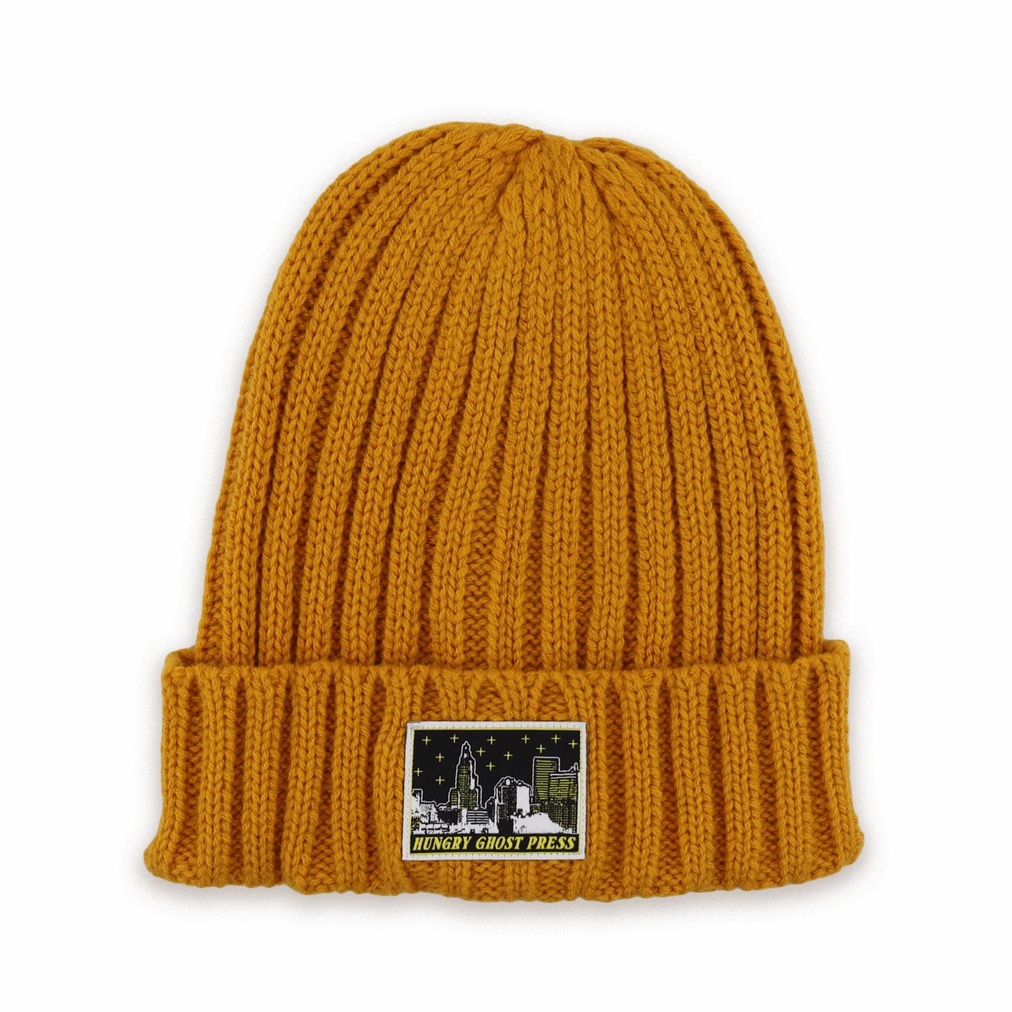 The Sleepy City Woven Patch Cable Knit Beanie