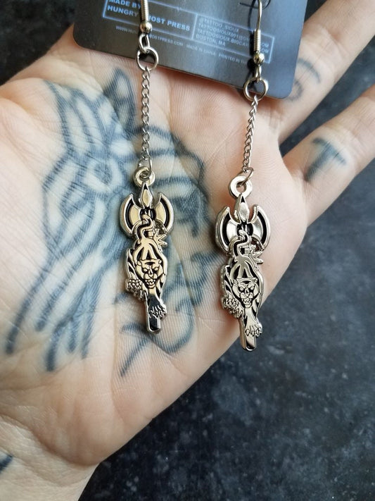 Tattoo Sioux's Battle Panther Earrings