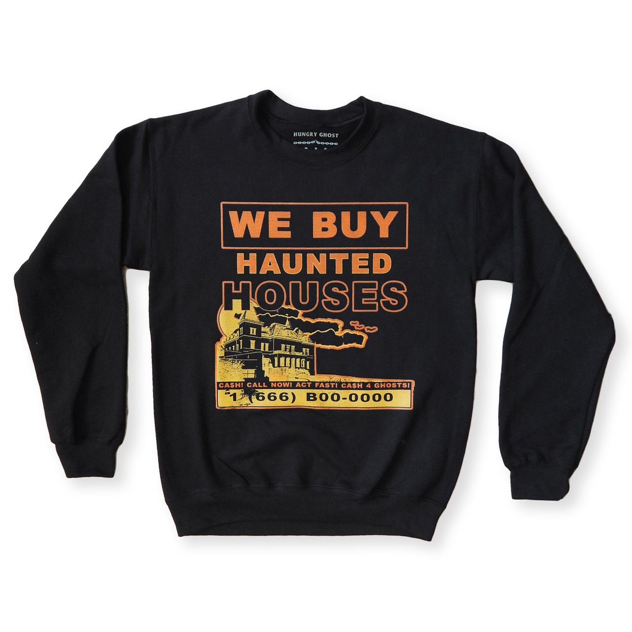 Haunted House Crewneck Sweatshirt Black