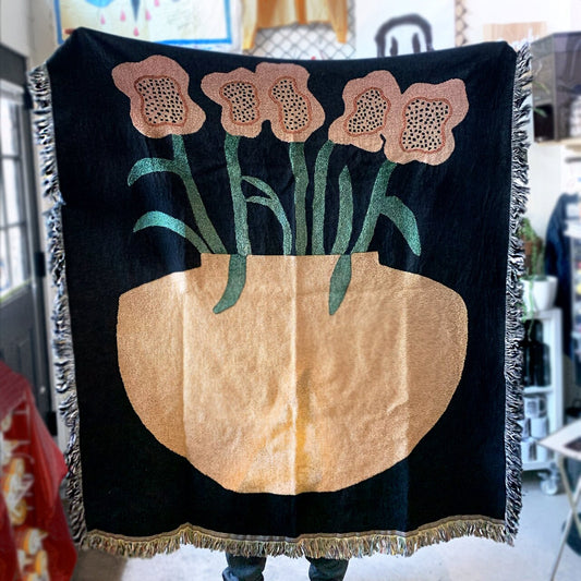 Pink Flowers Blanket by Ally Rowell