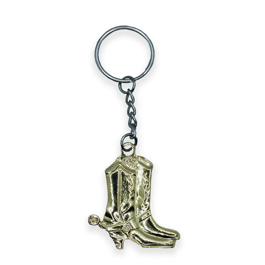 Silver and Gold Cowboy Boots Vintage Keychain
