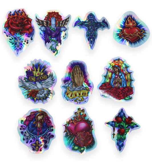 Vintage Holographic Religious Sticker